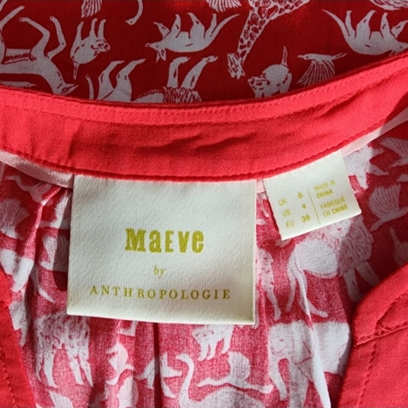Maeve By Anthropoligie Safari Top Red Size 4 - Picture 11 of 13